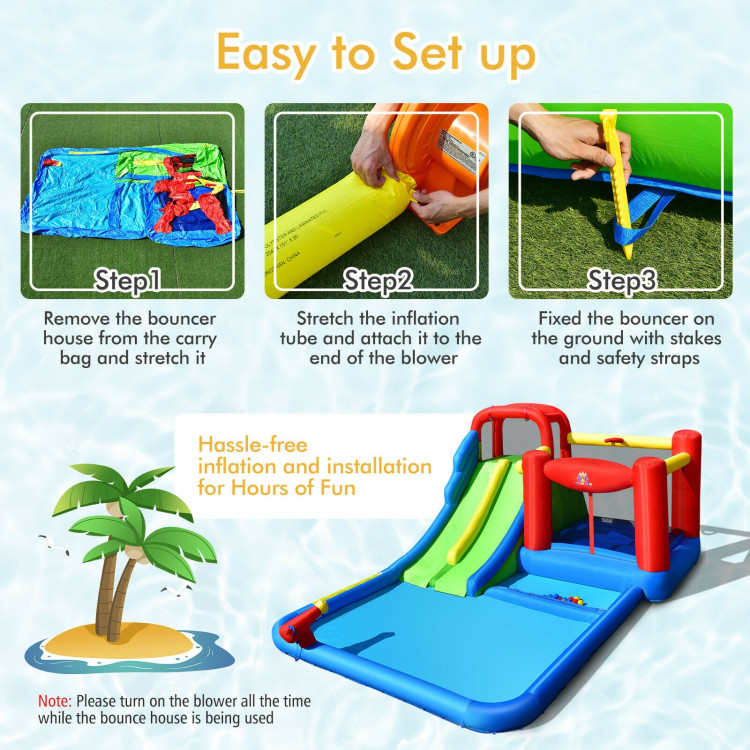 Inflatable Water Slide with Ocean Balls for Kids without BlowerCostway Gallery View 9 of 11