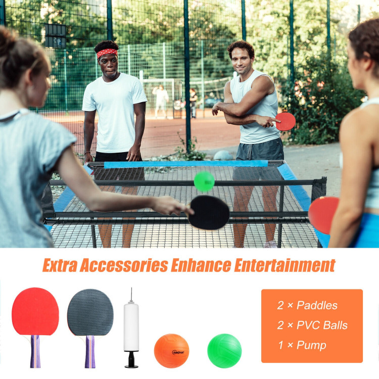 Portable Ping Pong Table Game Set with 2 PaddlesCostway Gallery View 9 of 10
