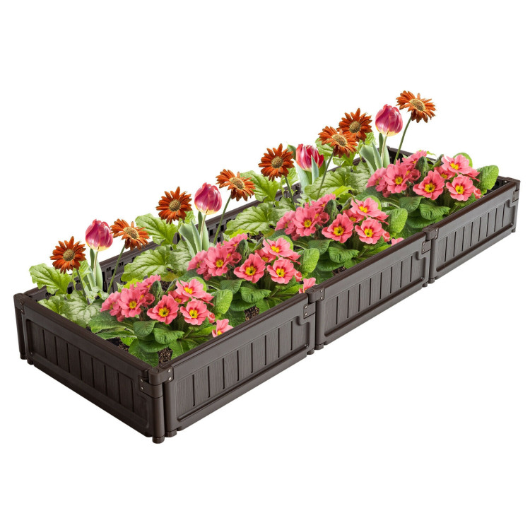 4 x 4 Feet Raised Garden Bed Kit Outdoor Planter Box with Open Bottom Design-BrownCostway Gallery View 3 of 9