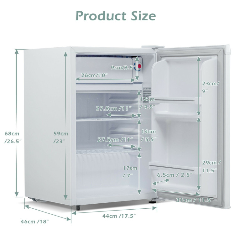 2.5 Cubic Feet Compact Single Door Refrigerator with Freezer-WhiteCostway Gallery View 3 of 7