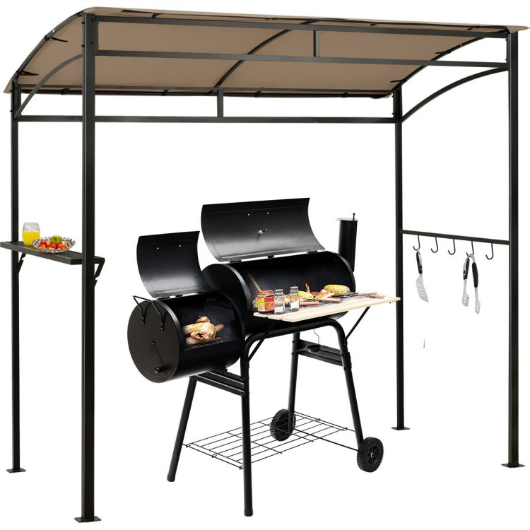 7 x 4.5 Feet Grill Gazebo Outdoor Patio Garden BBQ Canopy Shelter-BrownCostway Gallery View 9 of 10