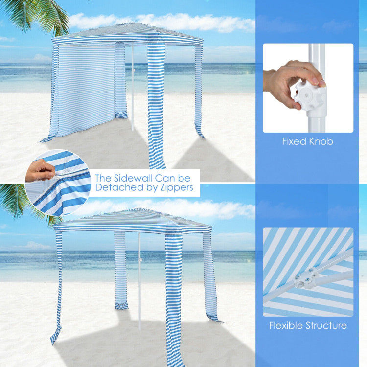 6.6 x 6.6 Feet Foldable and Easy-Setup Beach Canopy With Carry Bag-BlueCostway Gallery View 9 of 10