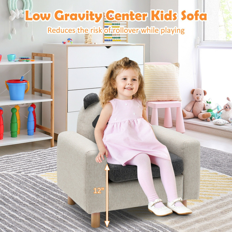 Kids Sofa with Armrest and Thick Cushion-GrayCostway Gallery View 9 of 12