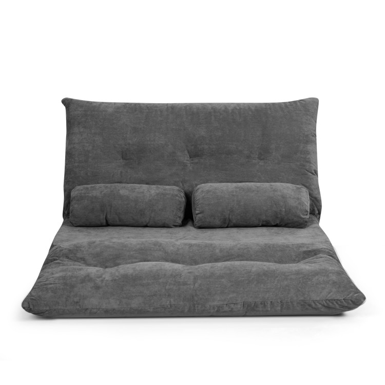 6-Position Adjustable Sleeper Lounge Couch with 2 Pillows-Gray - Gallery View 4 of 10