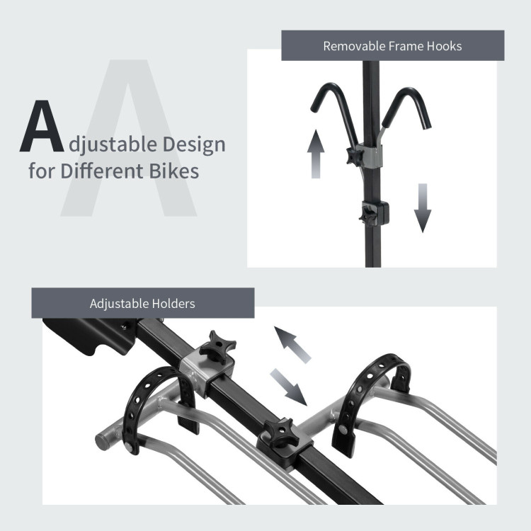 2-Bike Hitch Mount Bike Rack for 1-1/4 Inch or 2 Inch Receiver-BlackCostway Gallery View 9 of 11