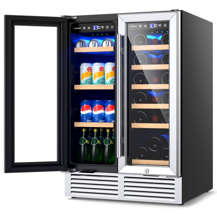 24 Inch Dual Zone Wine and Beverage Cooler-SilverCostway Gallery View 9 of 13