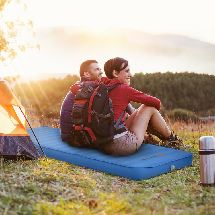 Self Inflating Folding Camping Sleeping Mattress with Carrying Bag-BlueCostway Gallery View 1 of 10