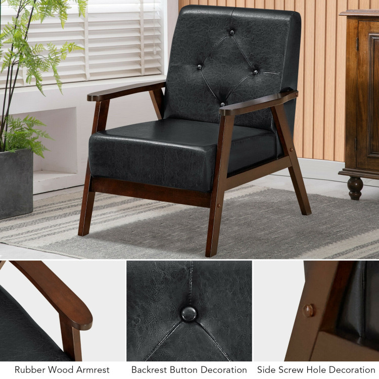 Classic Accent Armchair with Rubber Wood Legs and ArmrestsCostway Gallery View 3 of 9