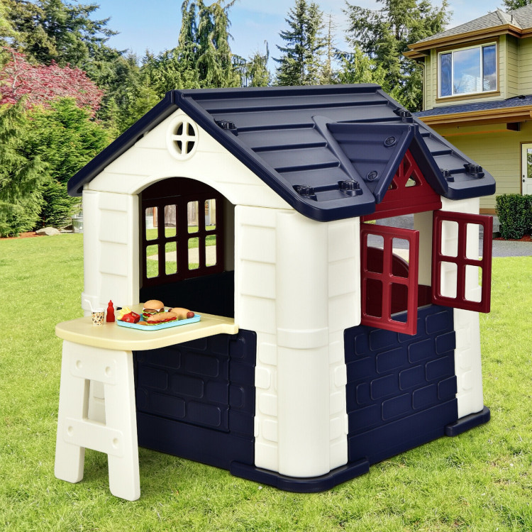 Kid’s Playhouse Pretend Toy House For Boys and Girls 7 Pieces Toy Set-BlueCostway Gallery View 7 of 10