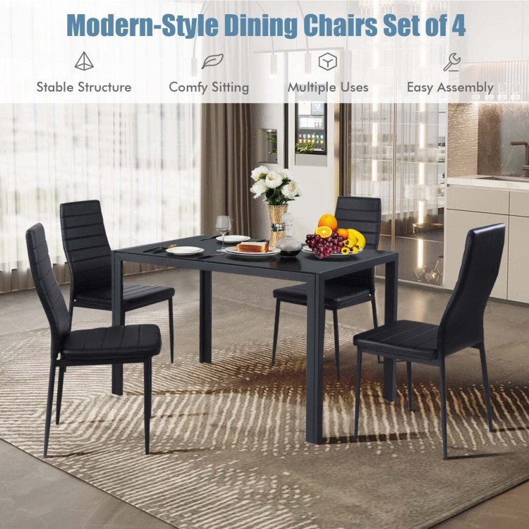 4 Pieces Modern Leather Dinning Chairs Set with Metal FrameCostway Gallery View 3 of 10