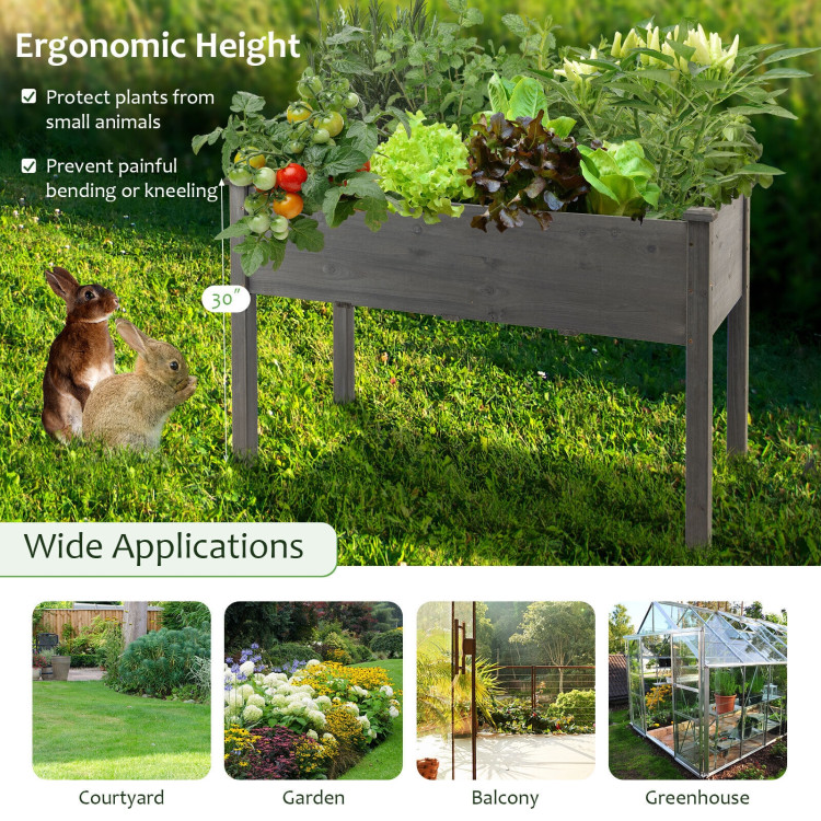 Wooden Raised Vegetable Garden Bed Elevated Grow Vegetable Planter-GrayCostway Gallery View 10 of 10