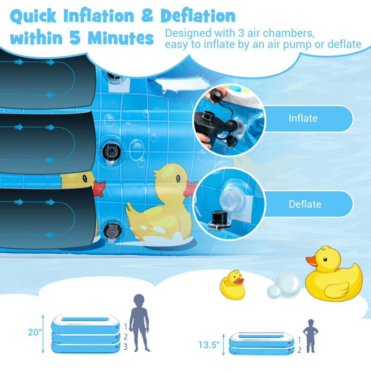 Inflatable Swimming Pool Duck Themed Kiddie Pool with Sprinkler for Age Over 3-BlueCostway Gallery View 10 of 11