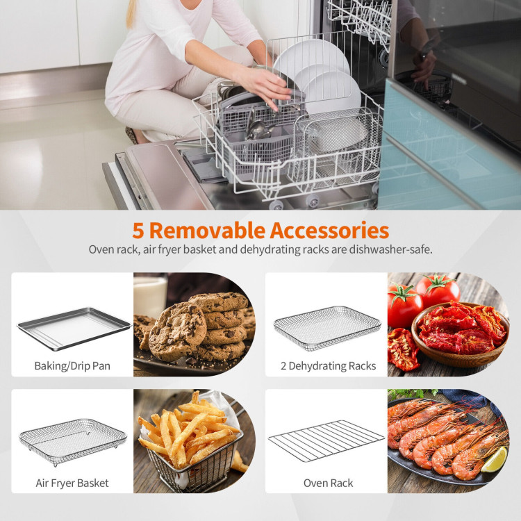 8-in-1  Convection Air Fryer Toaster Oven with 5 Accessories and Recipe-SilverCostway Gallery View 9 of 12