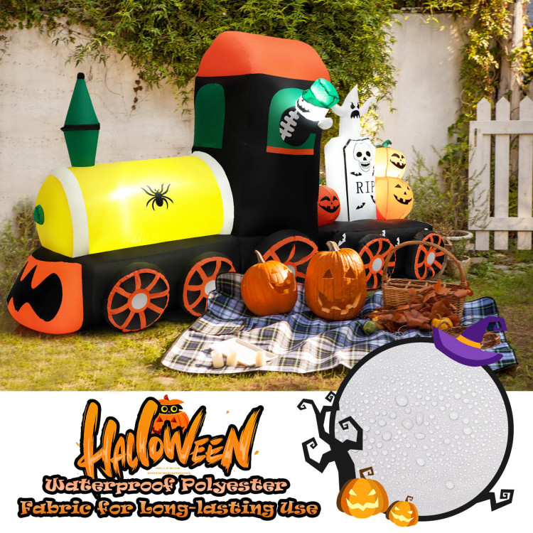 8 Feet Halloween Inflatable Skeleton Ride on Train with LED LightsCostway Gallery View 5 of 10