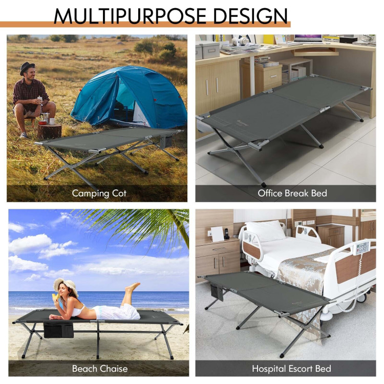 Extra Wide Folding Camping Bed with Carry Bag and Storage Bag-GrayCostway Gallery View 12 of 12