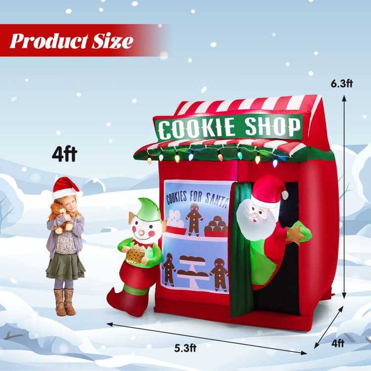 6.3 Feet Inflatable Gingerbread Cookie Shop with Santa ClausCostway Gallery View 4 of 10