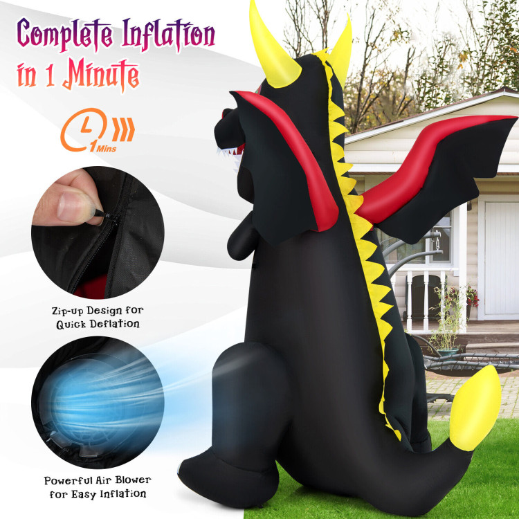 8 Feet Halloween Inflatable Fire Dragon  Decoration with LED LightsCostway Gallery View 9 of 10