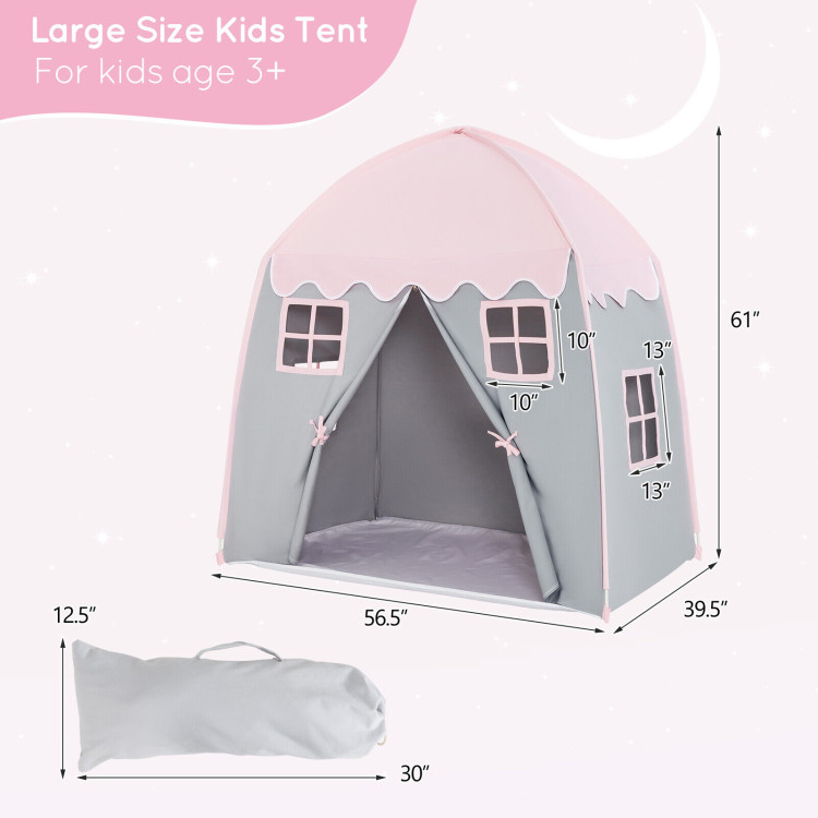 Portable Indoor Kids Play Castle Tent-PinkCostway Gallery View 4 of 11