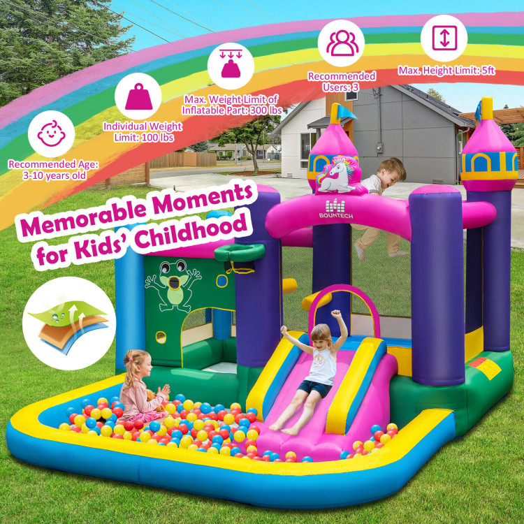 6-in-1 Kids Inflatable Unicorn-themed Bounce House with 735W BlowerCostway Gallery View 2 of 11