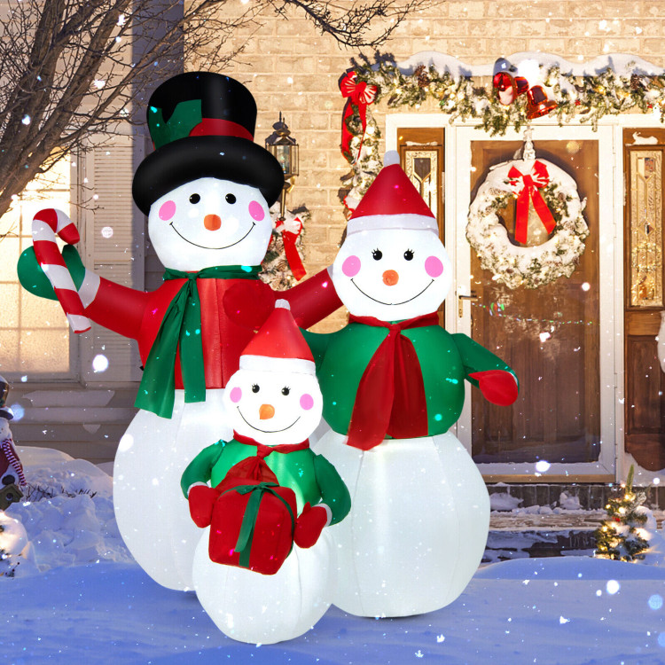 Inflatable Christmas Snowman Family Decoration with LED LightsCostway Gallery View 2 of 10