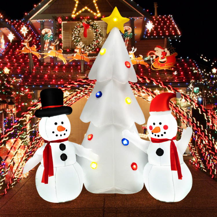 Inflatable Christmas Double Snowmen Decoration with Built-in Rotating LED LightsCostway Gallery View 6 of 10