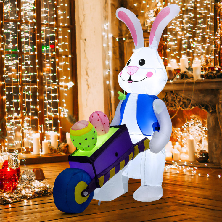 Inflatable Easter Rabbit Decoration with Pushing CartCostway Gallery View 7 of 10