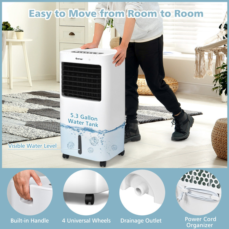 Evaporative Portable Air Cooler Fan w/ Remote Control-WhiteCostway Gallery View 10 of 10