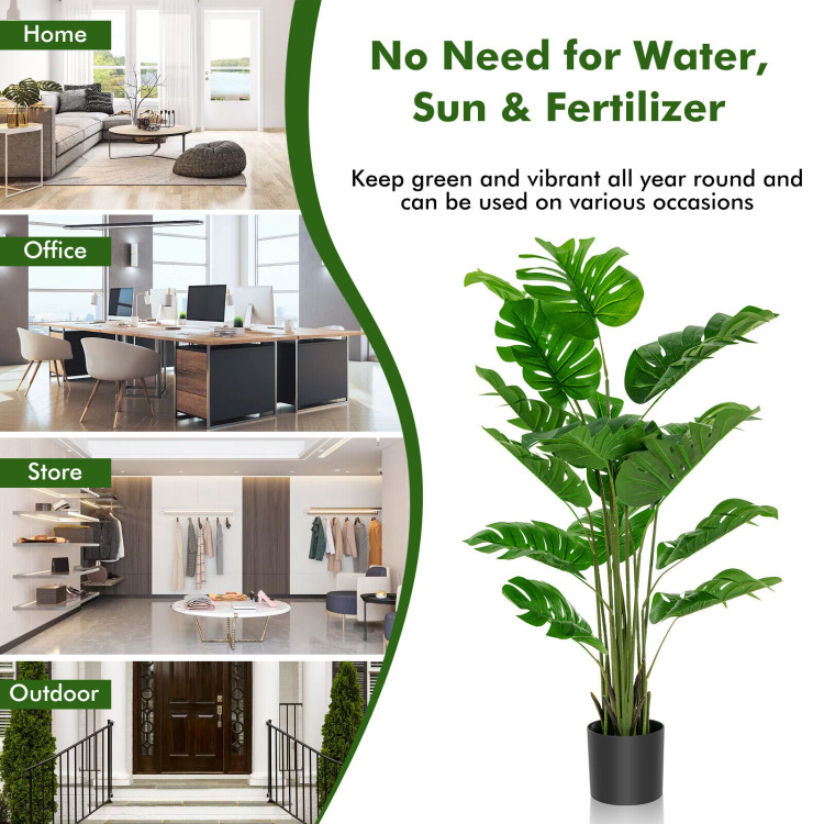 5 Feet Artificial Tree Faux Monstera Deliciosa Plant for Home Indoor and OutdoorCostway Gallery View 3 of 10