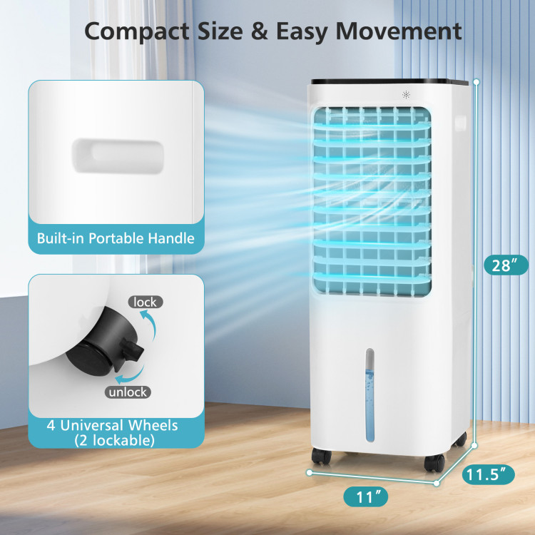 4-in-1 Evaporative Air Cooler with 12L Water Tank and 4 Ice Boxes-WhiteCostway Gallery View 4 of 11