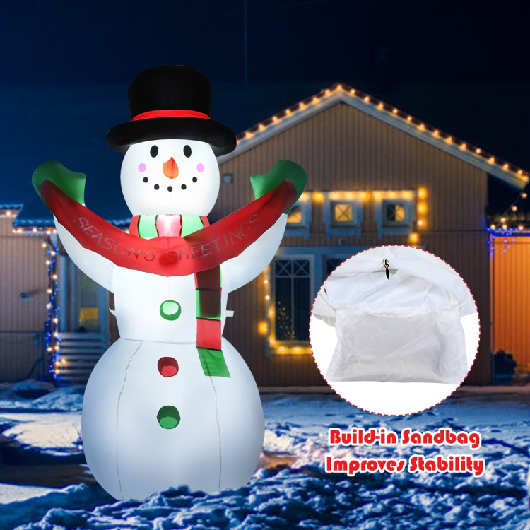 6 Feet Inflatable Christmas Snowman with LED Lights Blow Up Outdoor Yard DecorationCostway Gallery View 9 of 9