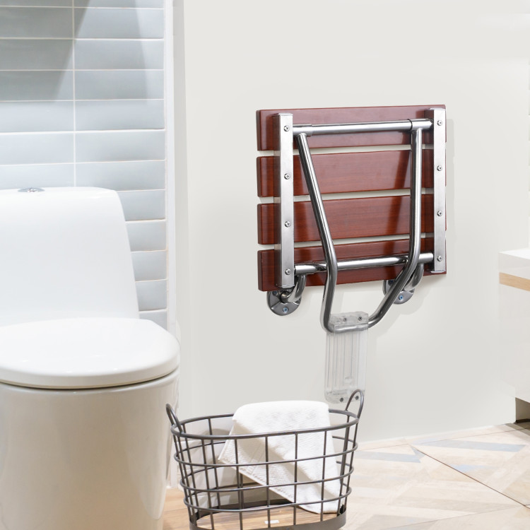 Wall-Mounted Folding Shower Seat BenchCostway Gallery View 6 of 13