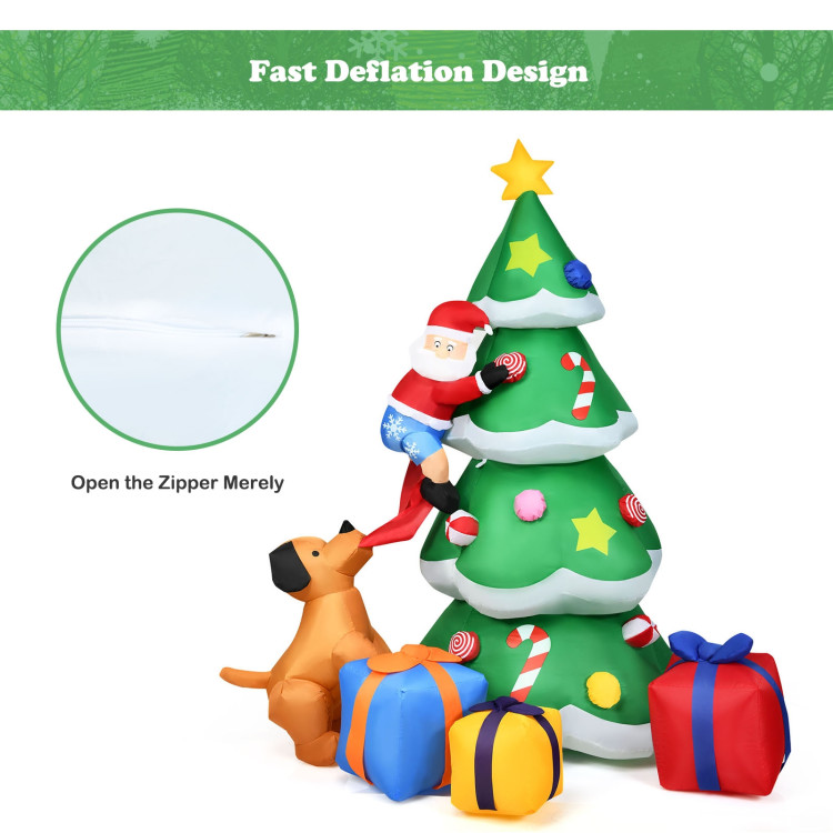 7 Feet Inflatable Christmas Tree Santa Decor with LED LightsCostway Gallery View 10 of 13