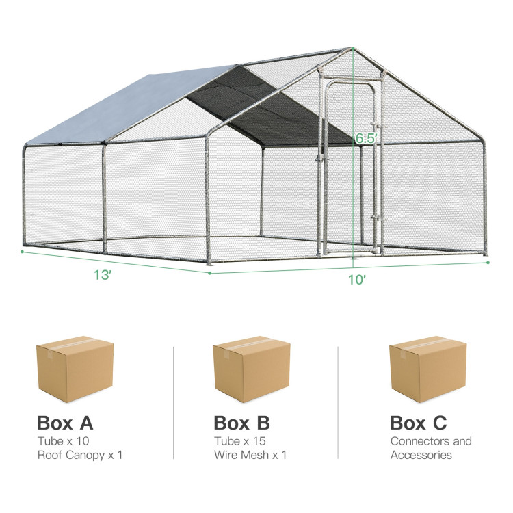 Large Walk in Shade Cage Chicken Coop with Roof Cover-13'Costway Gallery View 4 of 9
