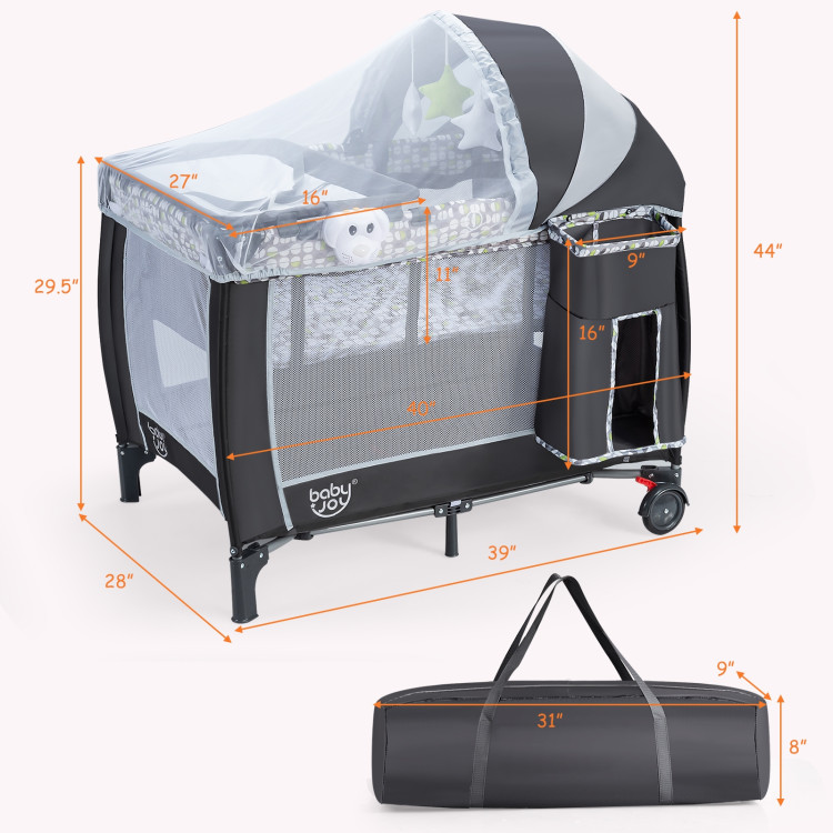 Portable Baby Playard with Changing Station and NetCostway Gallery View 4 of 17