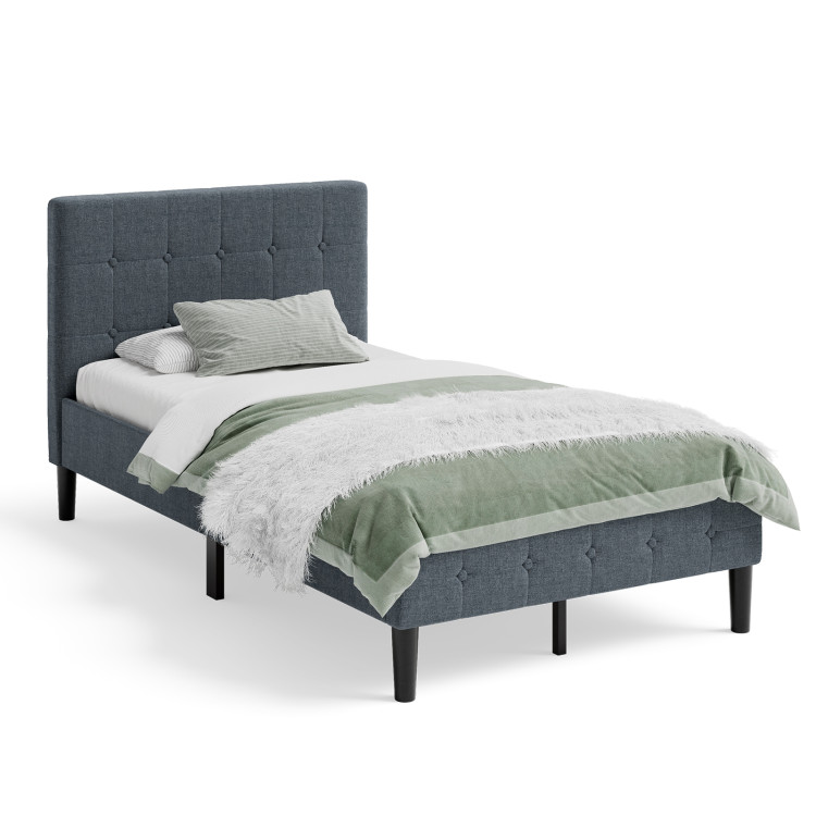 Platform Bed with Button Tufted Headboard-GrayCostway Gallery View 7 of 10