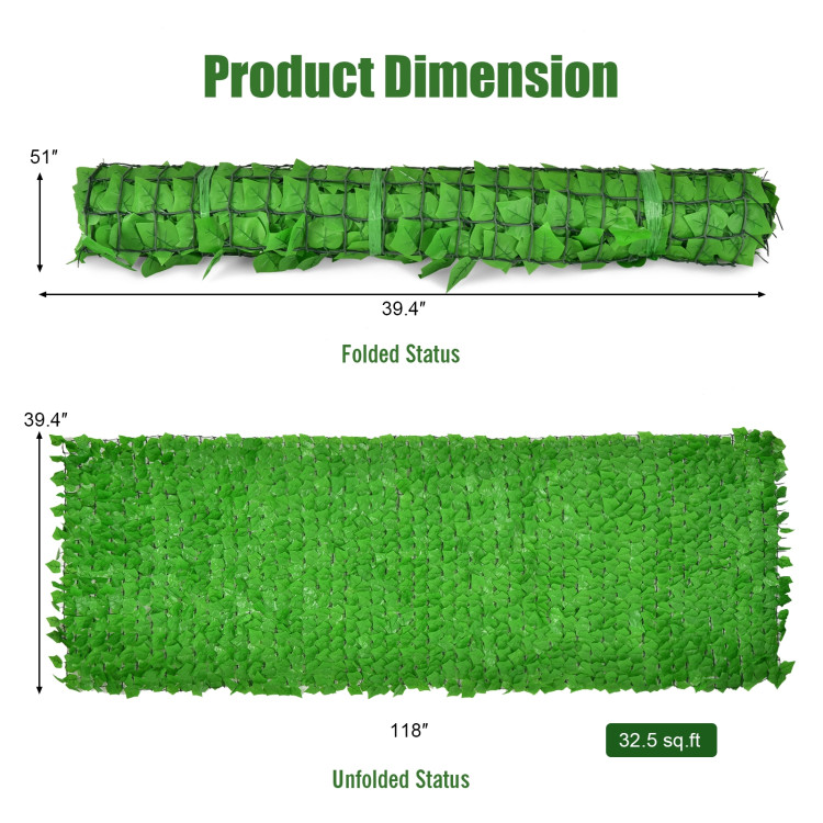 118 x 39 Inch Artificial Ivy Privacy Fence for Fence and Vine DecorCostway Gallery View 4 of 10