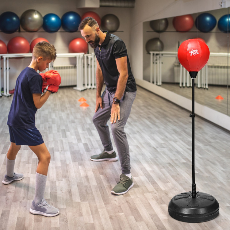 Adjustable Height Punching Bag with Stand Plus Boxing Gloves for Both Adults and KidsCostway Gallery View 9 of 12