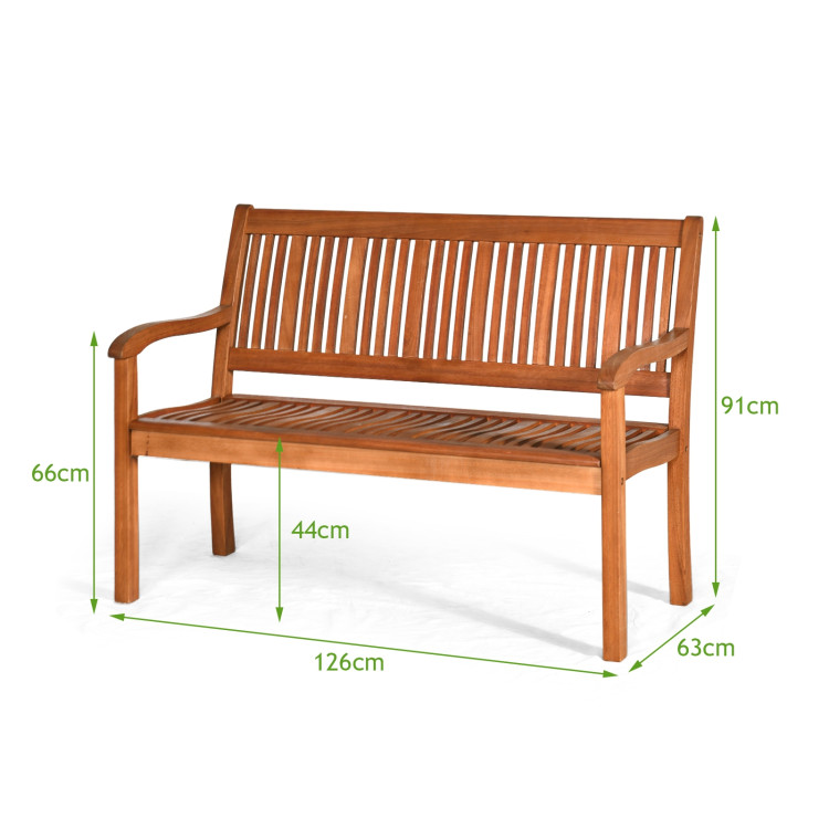 Two Person Solid Wood Garden Bench with Curved Backrest and Wide ArmrestCostway Gallery View 5 of 12