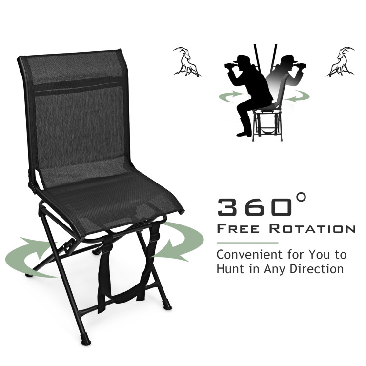 Foldable 360-degree Swivel Hunting Chair with Iron Frame for All-weather OutdoorCostway Gallery View 2 of 8