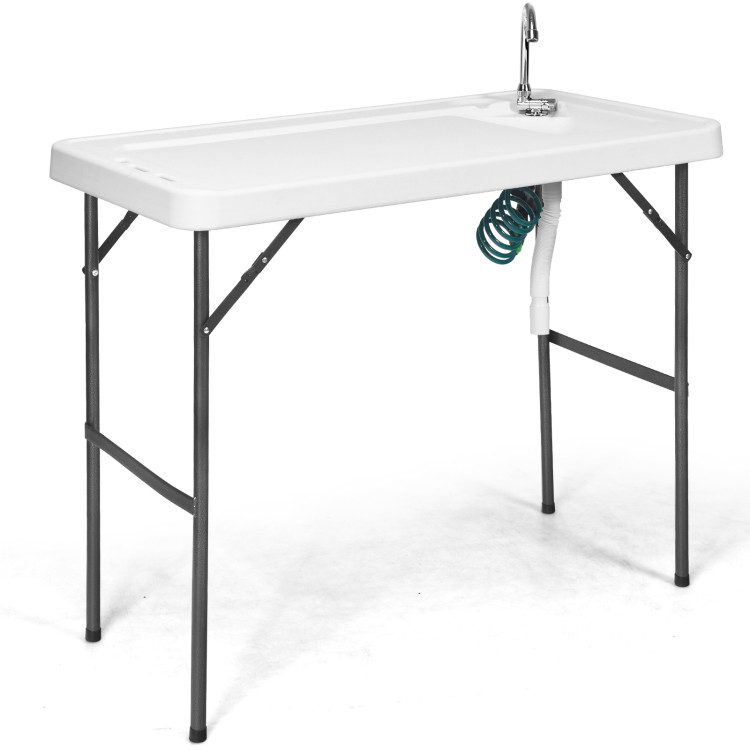 Folding Cleaning Sink Faucet Cutting Camping Table with SprayerCostway Gallery View 18 of 19