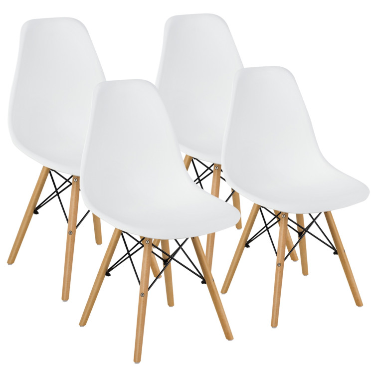 Set of 4 Modern Armless Dining Chairs Plastic Chairs with Wood Legs - Gallery View 1 of 9