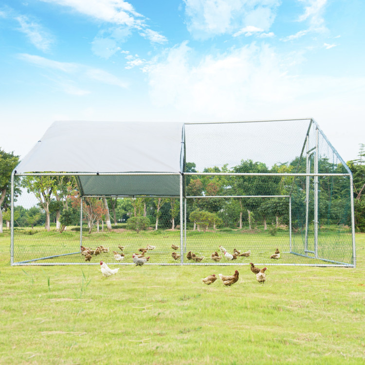 13 x 13 Feet Walk-in Chicken Coop with Waterproof Cover for Outdoor Backyard FarmCostway Gallery View 6 of 9