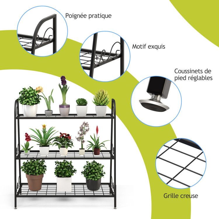3-tier Metal Plant Stand Shelf Display Rack for Plants Shoes Flower PotCostway Gallery View 9 of 9