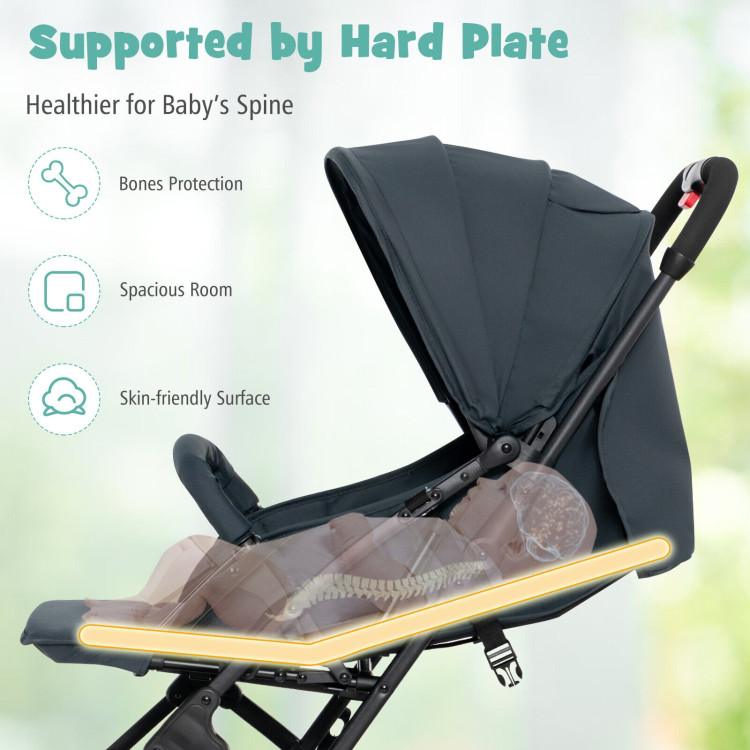 Lightweight Baby Stroller with One-Hand Quick Folding-BlackCostway Gallery View 8 of 11