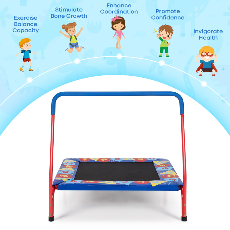 36 Inch Kids Indoor Outdoor Square Trampoline with Foamed Handrail-BlueCostway Gallery View 5 of 9