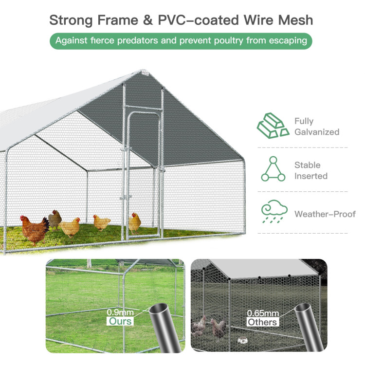 13 x 13 Feet Walk-in Chicken Coop with Waterproof Cover for Outdoor Backyard FarmCostway Gallery View 5 of 9