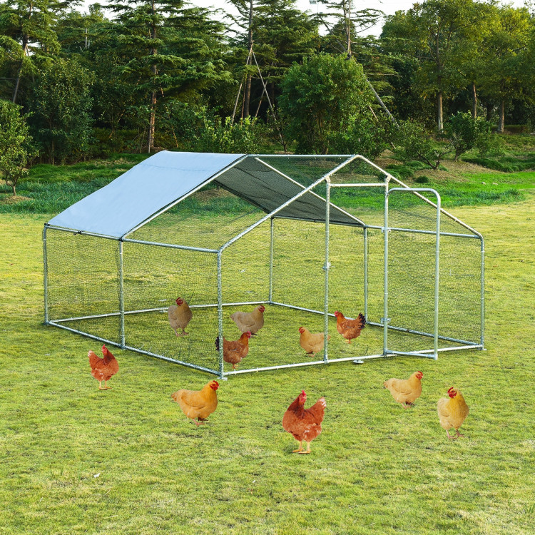 Large Walk in Shade Cage Chicken Coop with Roof Cover-13'Costway Gallery View 6 of 9
