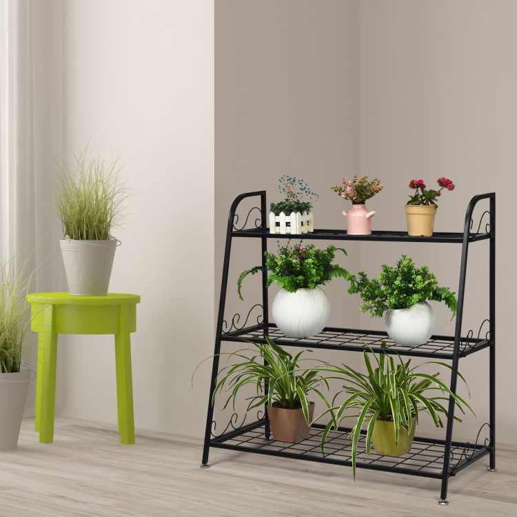 3-tier Metal Plant Stand Shelf Display Rack for Plants Shoes Flower PotCostway Gallery View 6 of 9