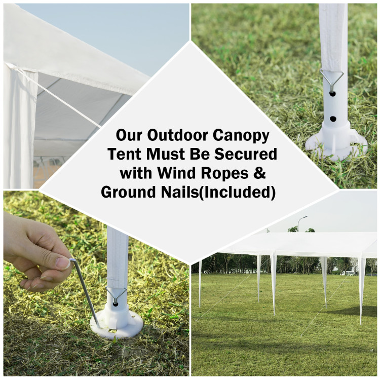 10 x 30 Feet Waterproof Gazebo Canopy Tent with Connection Stakes and Wind RopesCostway Gallery View 10 of 12