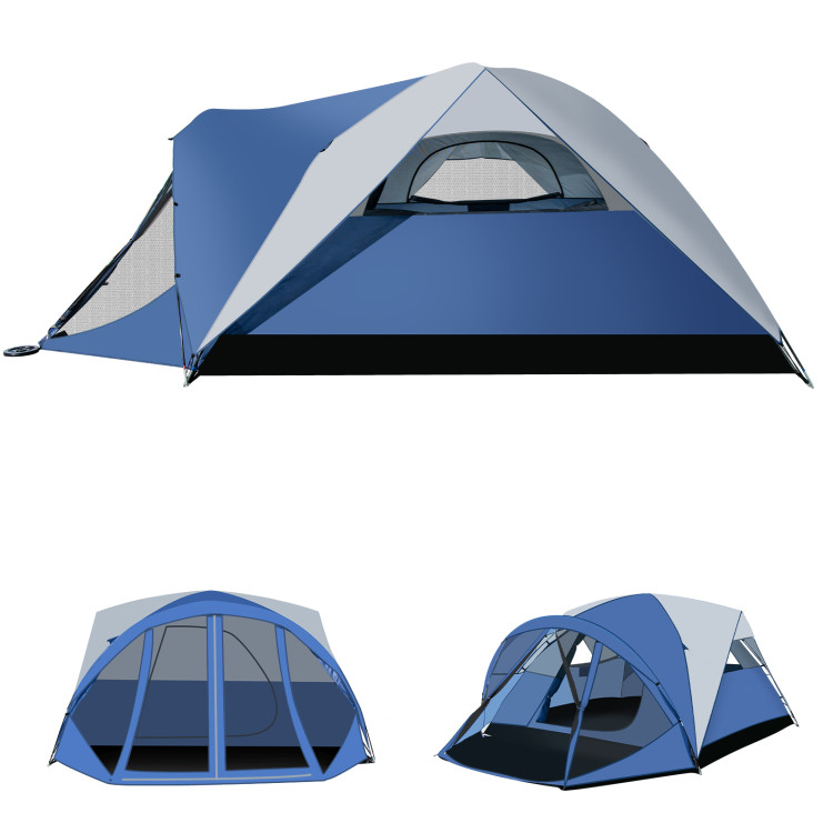 6-Person Large Camping Dome Tent with Screen Room Porch and Removable RainflyCostway Gallery View 8 of 12
